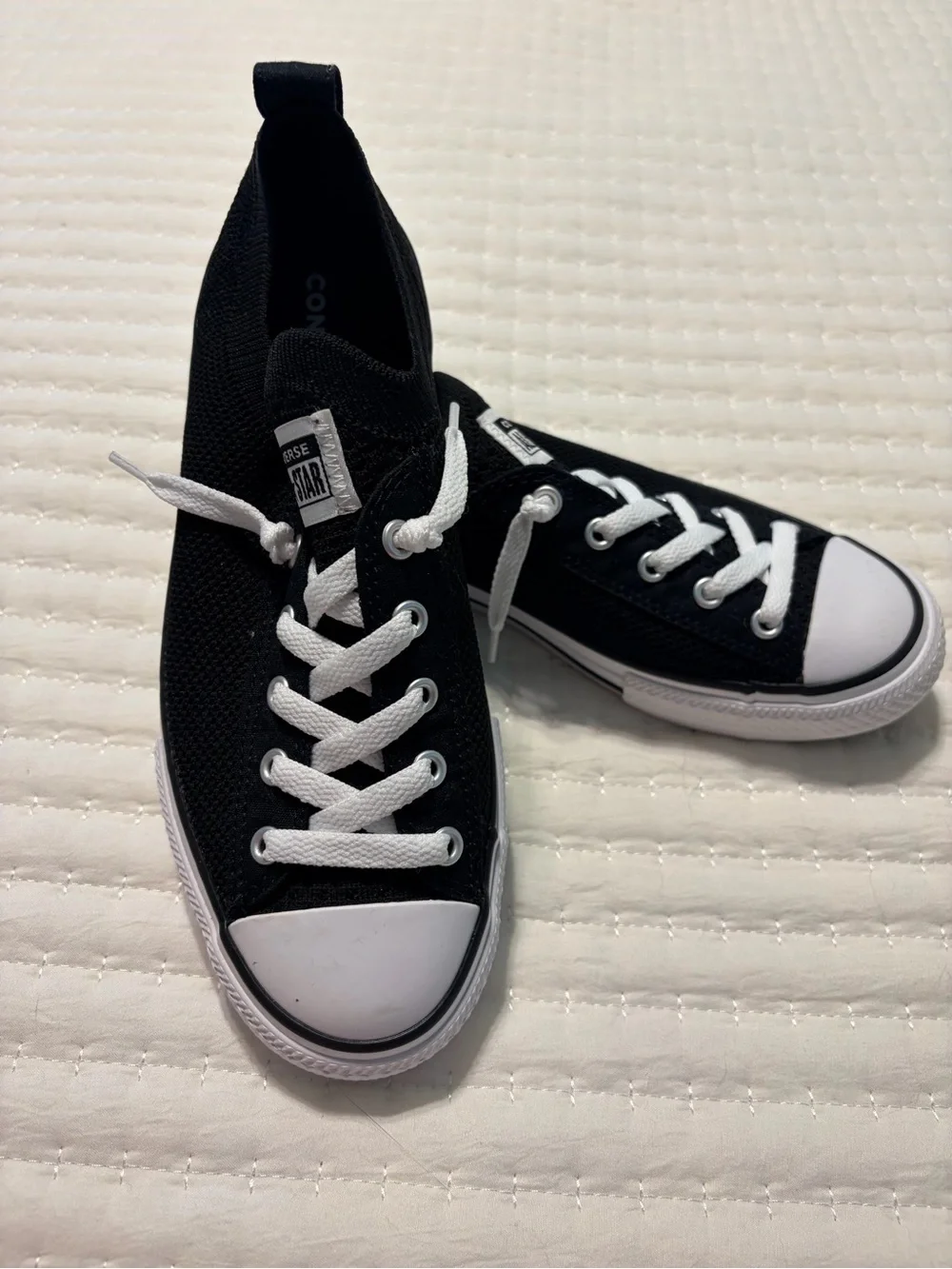 Girls Converse All Star Black Low-Top Sneakers with White Accents